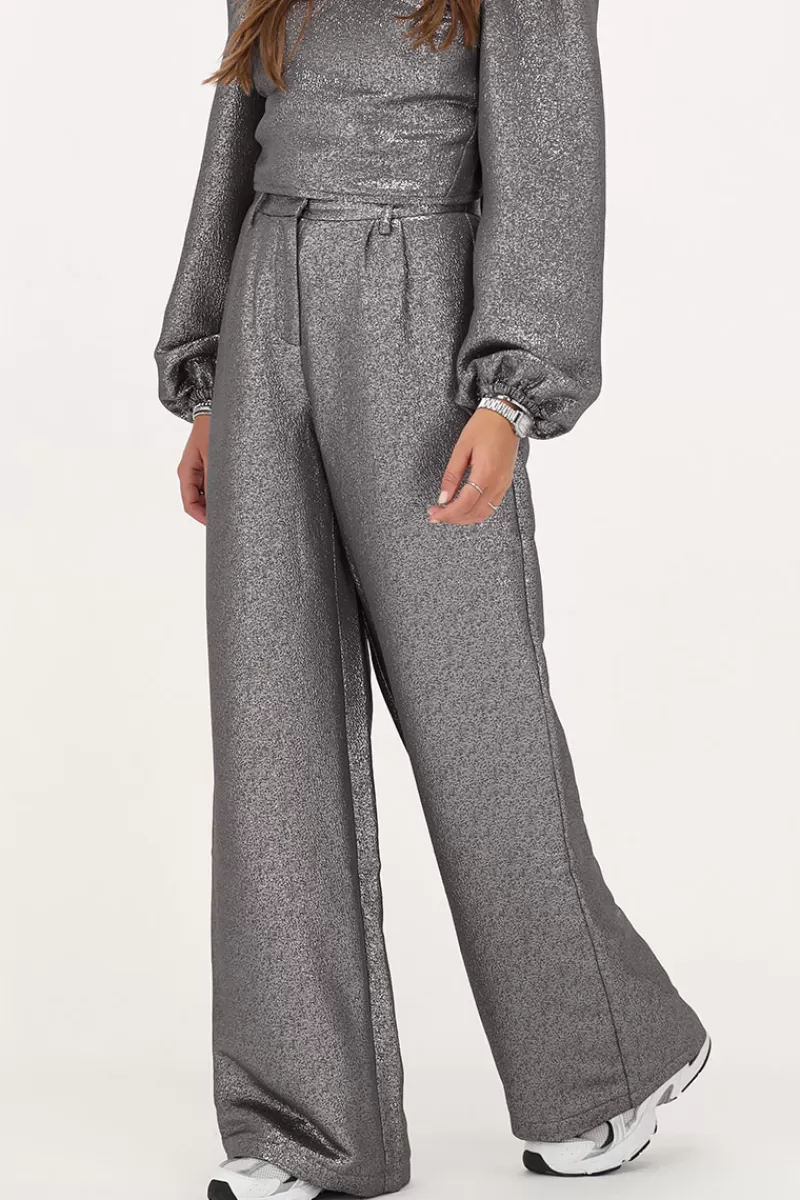 My Jewellery Pantalon Large Argenté Avec Lurex