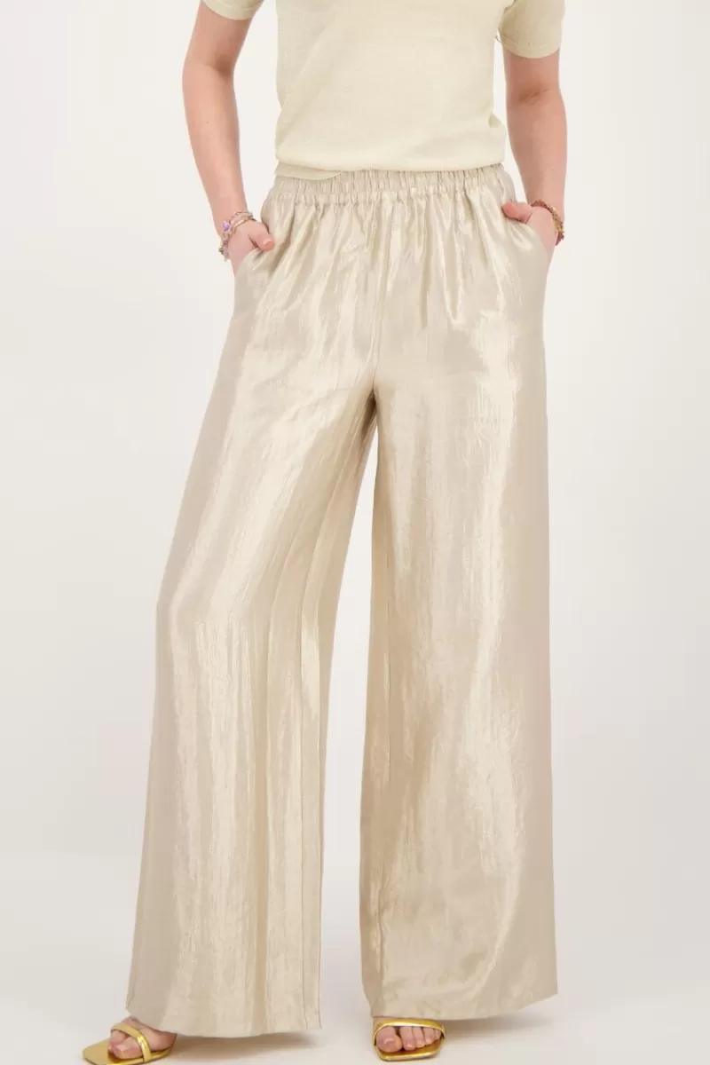 My Jewellery Pantalon Large Beige Satiné