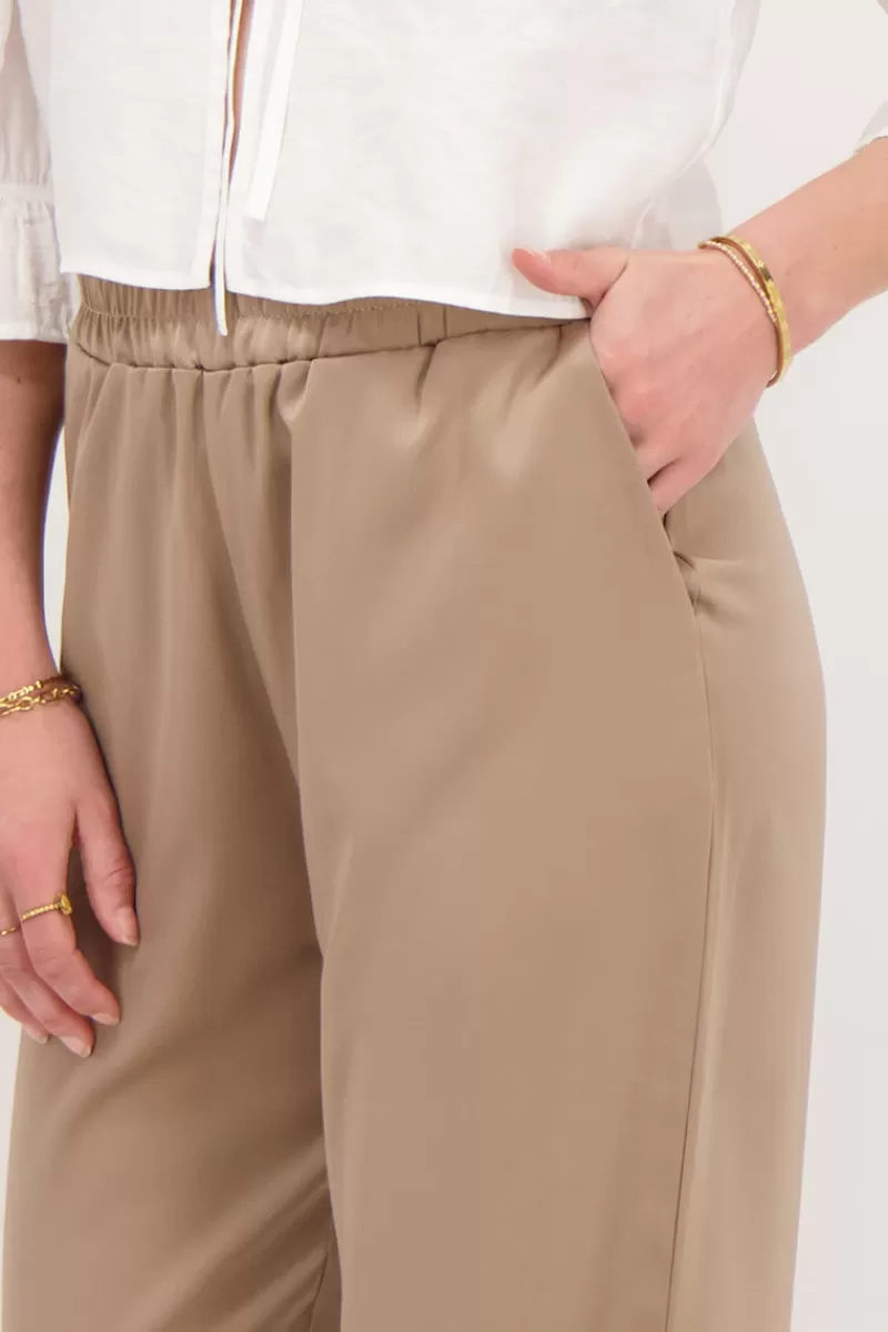 My Jewellery Pantalon Large En Satin Avec Ceinture élastiquée