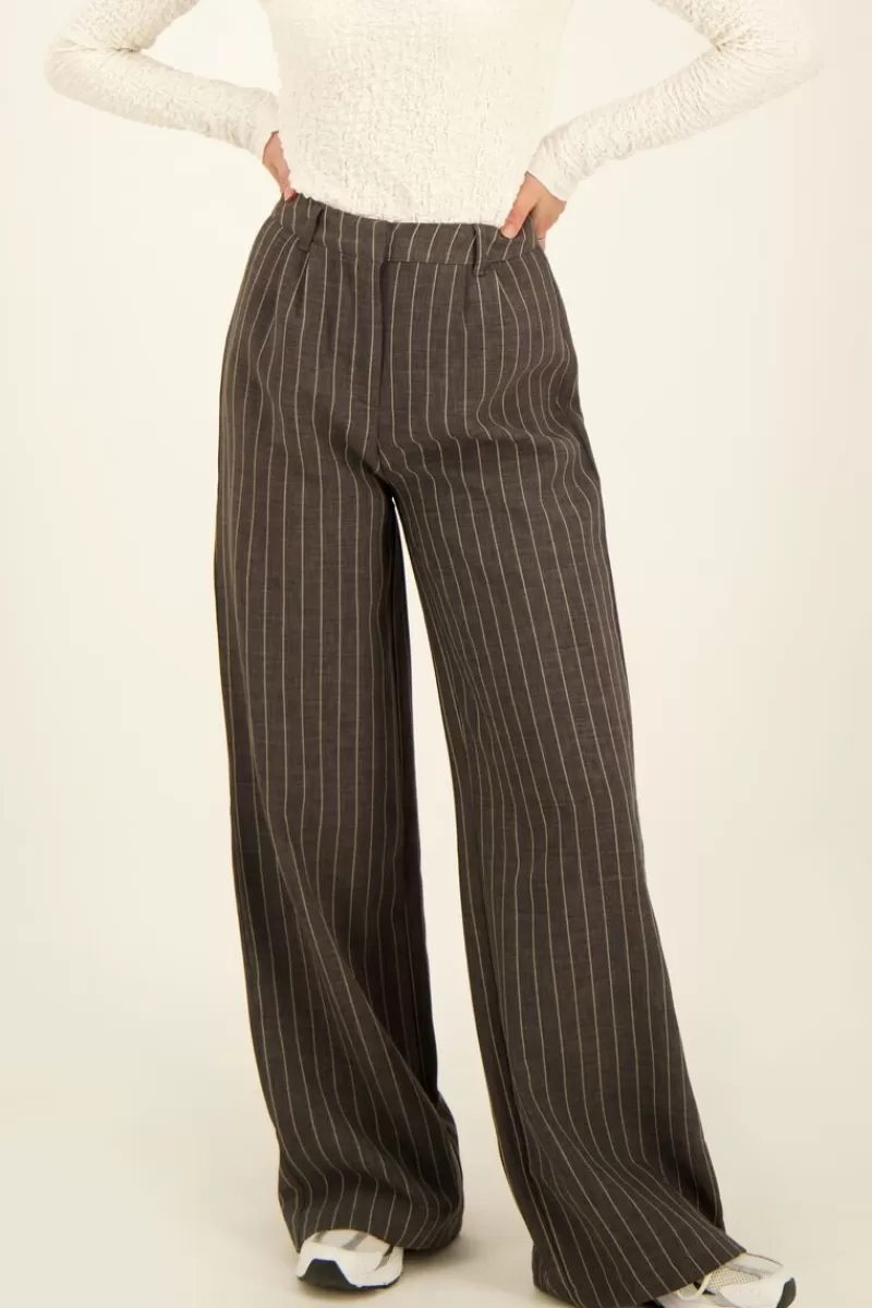 My Jewellery Pantalon Large Gris à Pinces