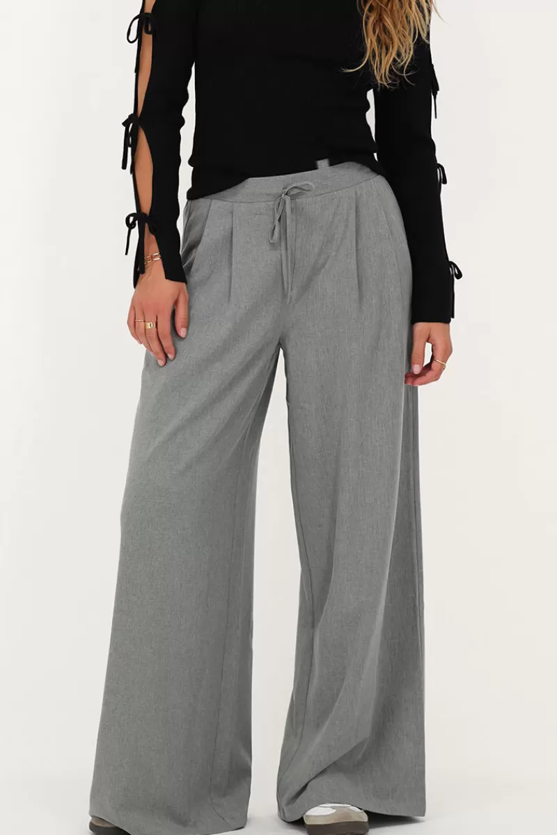 My Jewellery Pantalon Large Gris Avec Noeud