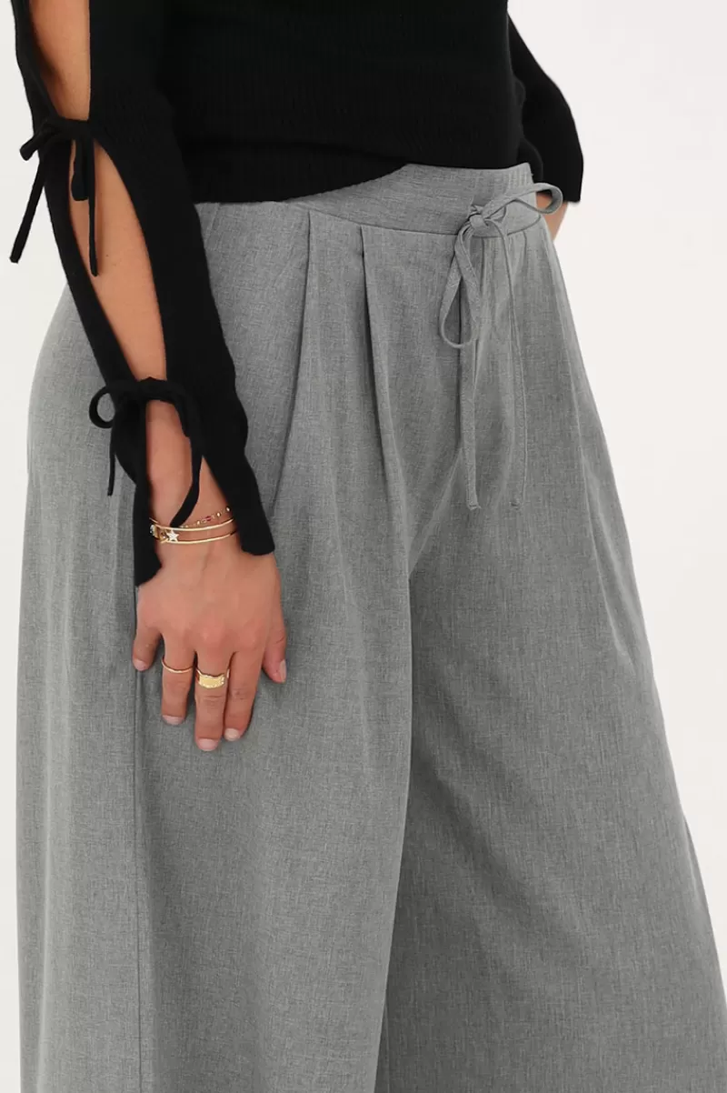 My Jewellery Pantalon Large Gris Avec Noeud
