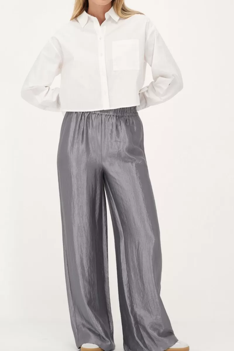 My Jewellery Pantalon Large Gris Satiné