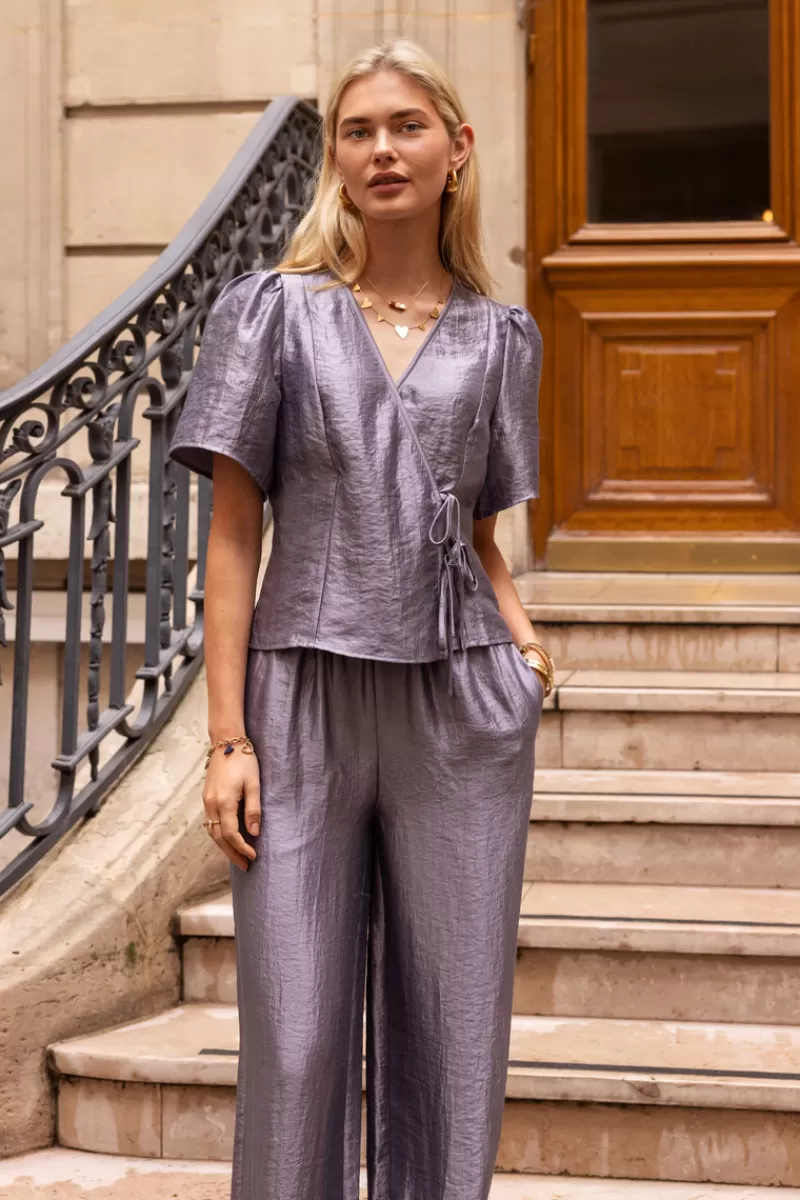 My Jewellery Pantalon Large Gris Satiné