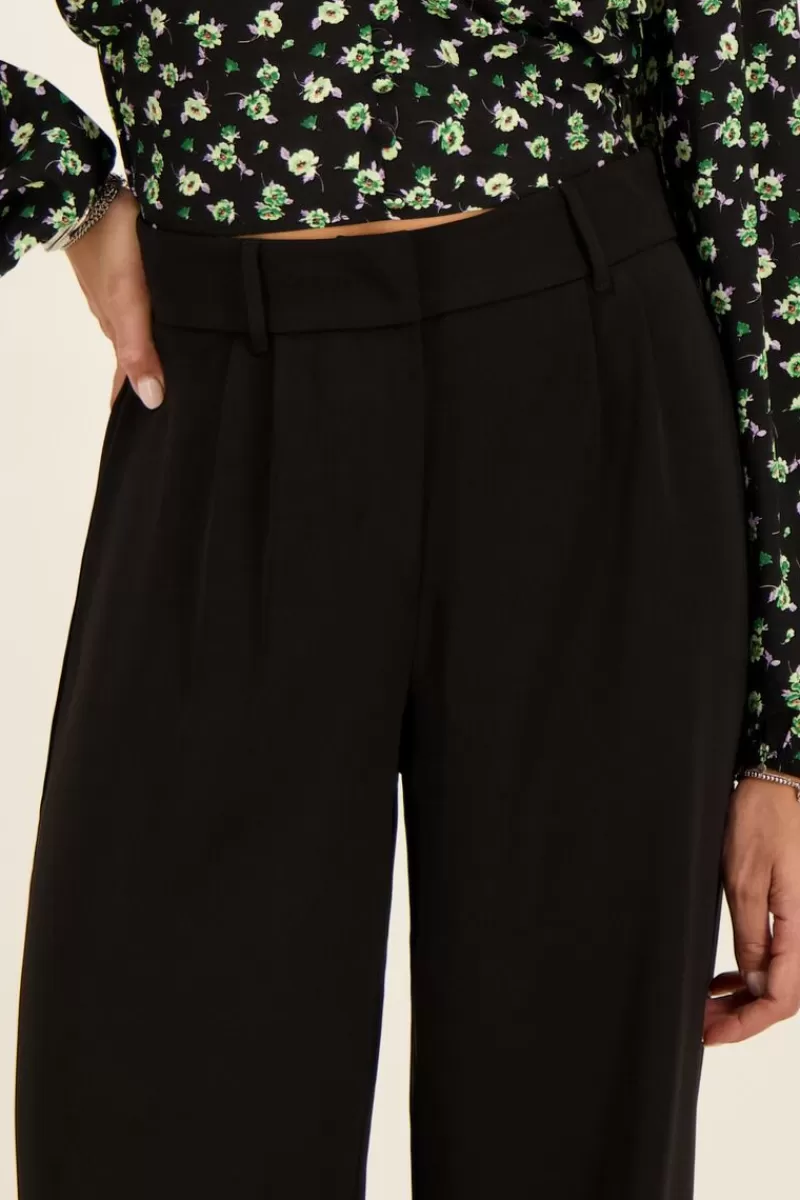 My Jewellery Pantalon Large Noir à Plis