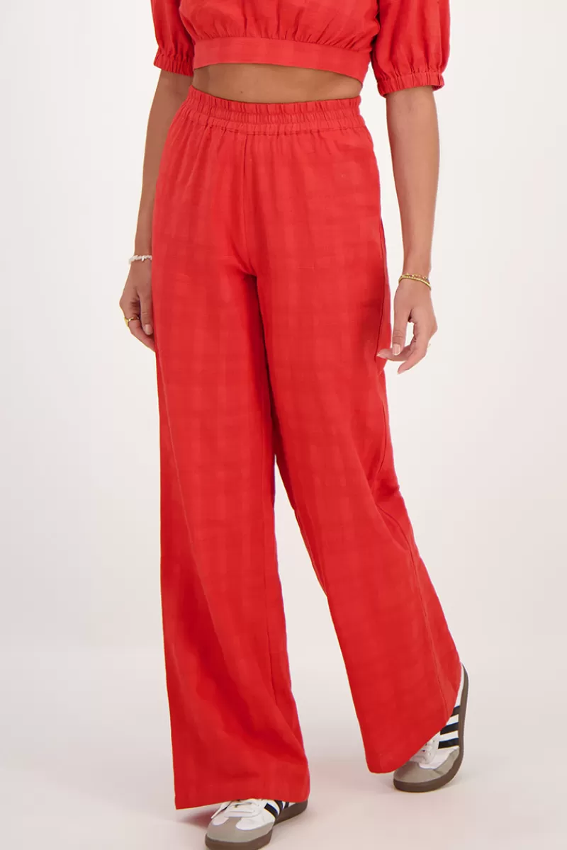 My Jewellery Pantalon Large Rouge Avec Ceinture élastique