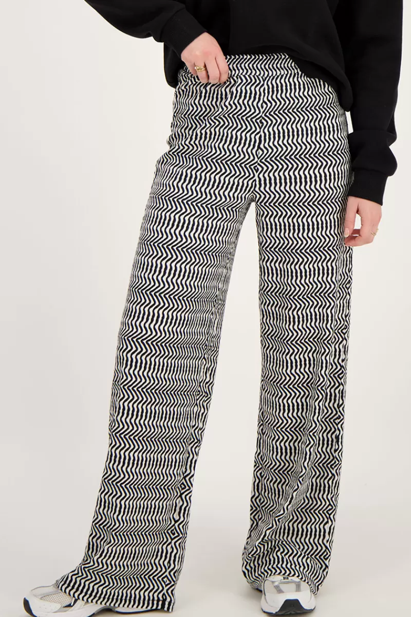 My Jewellery Pantalon Large Zigzag Noir Et Blanc