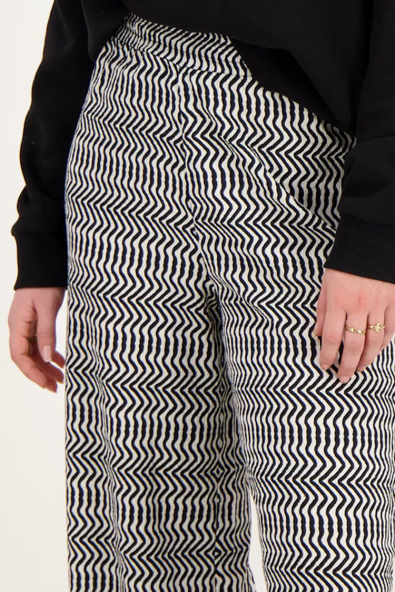 My Jewellery Pantalon Large Zigzag Noir Et Blanc