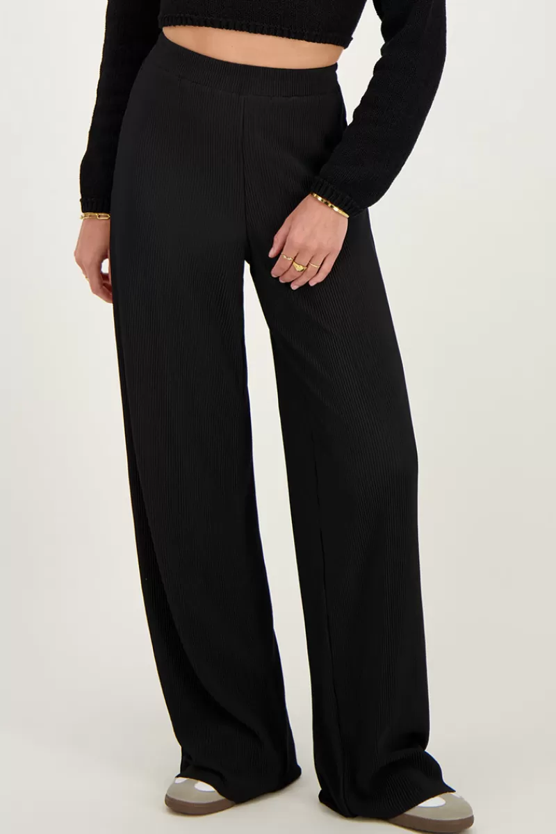 My Jewellery Pantalon Noir Plissé Avec Ceinture élastique