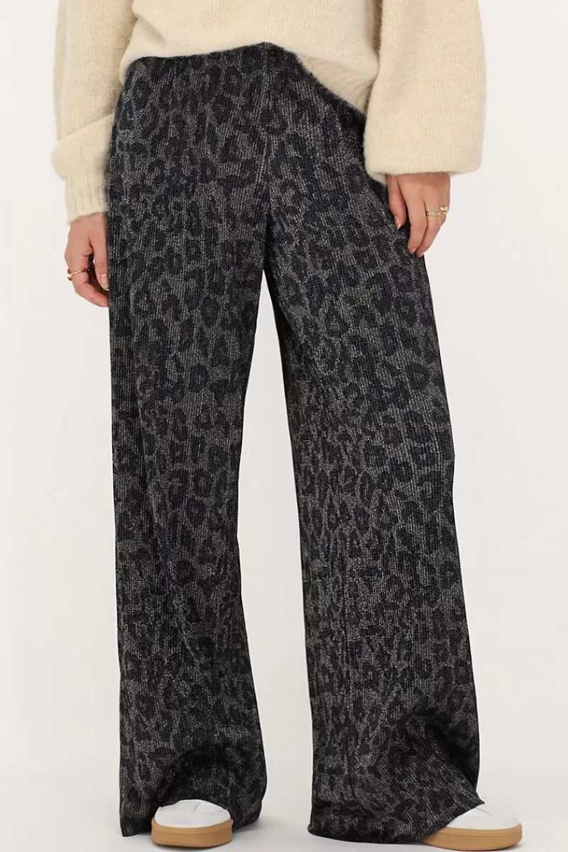 My Jewellery Pantalon Plissé Avec Imprimé Léopard Et Lurex