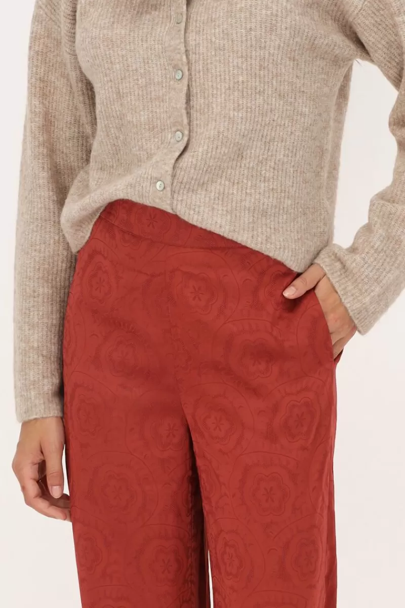 My Jewellery Pantalon Rouge Aspect Satiné Jaquard