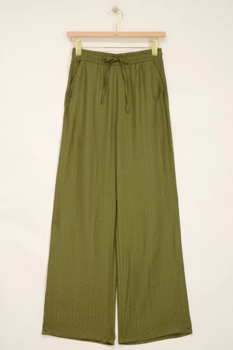 My Jewellery Pantalon évasé Vert Jacquard