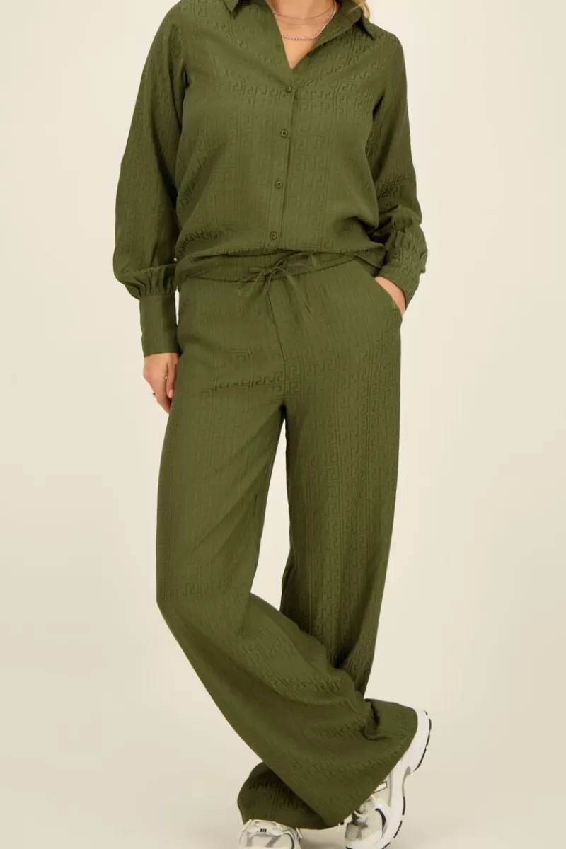 My Jewellery Pantalon évasé Vert Jacquard