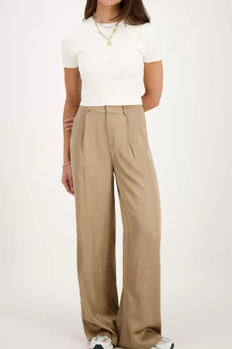 My Jewellery Pantalon Vert Olive Satiné