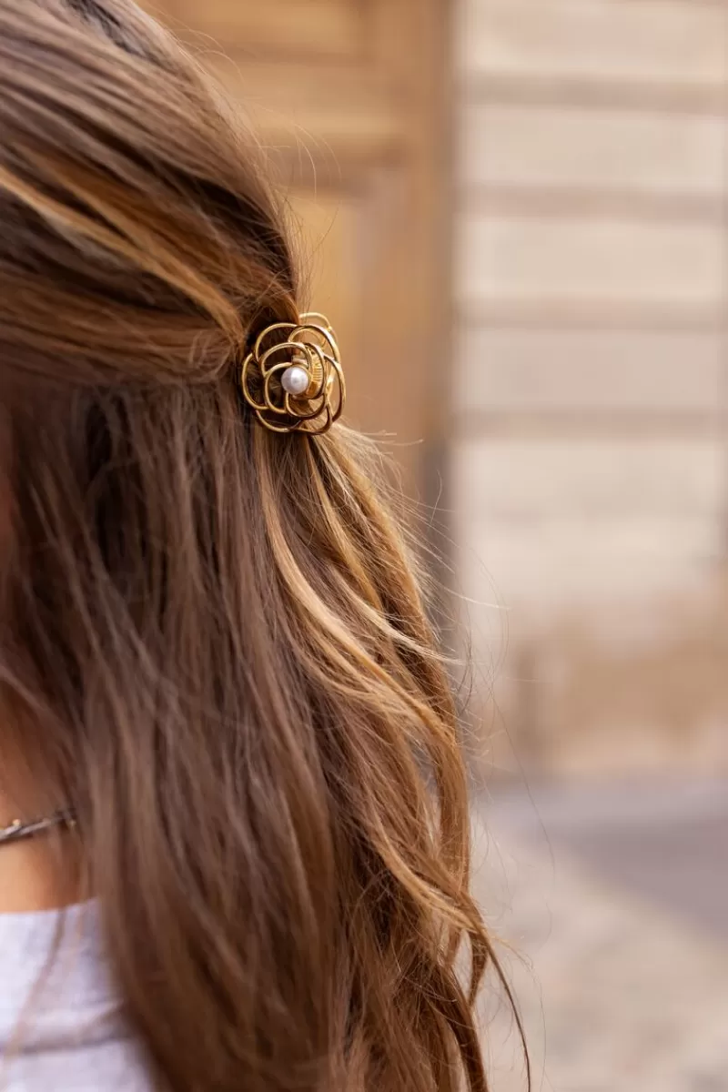My Jewellery Pince à Cheveux Rose Dorée Avec Perle