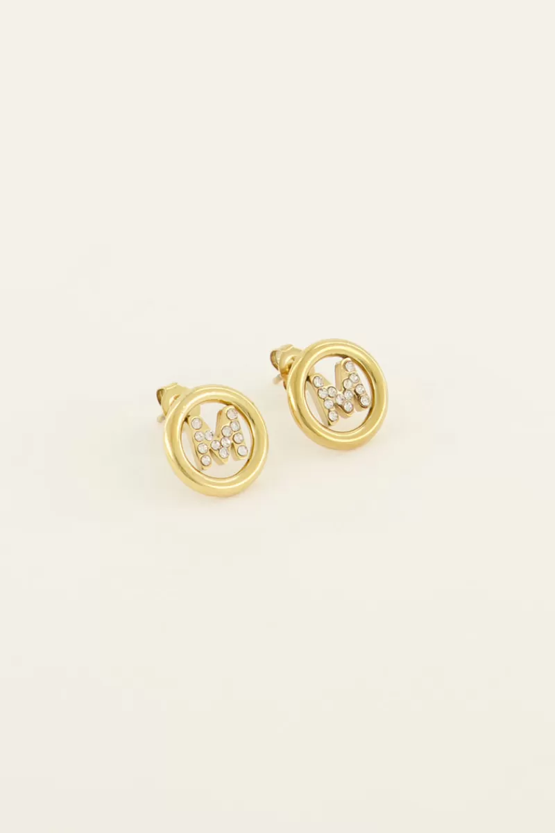 My Jewellery Puces D’oreilles Avec Initiale En Strass