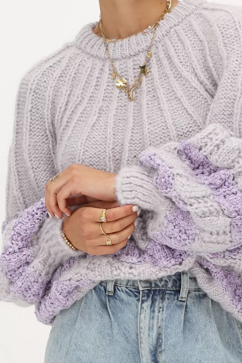 My Jewellery Pull En Maille Lilas à Rayures