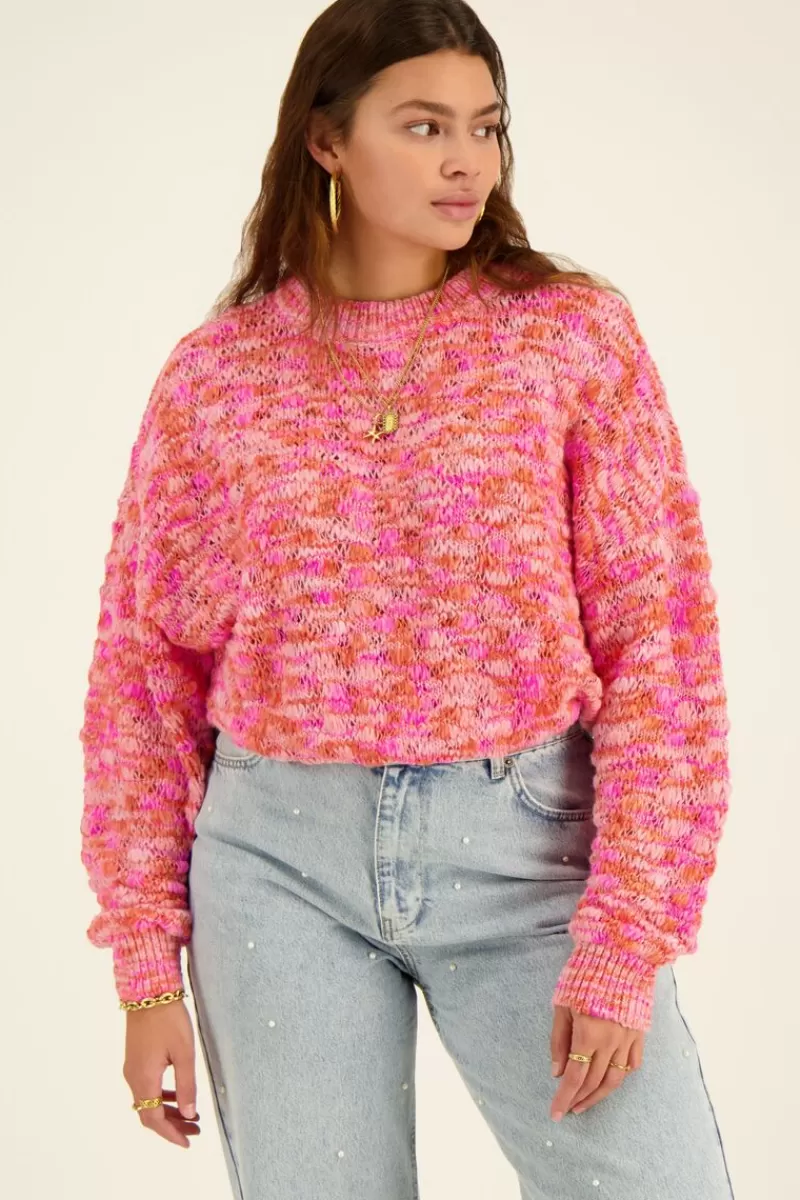 My Jewellery Pull Oversize En Maille Rose Et Orange