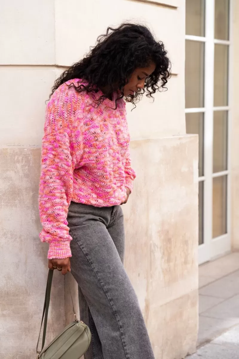 My Jewellery Pull Oversize En Maille Rose Et Orange