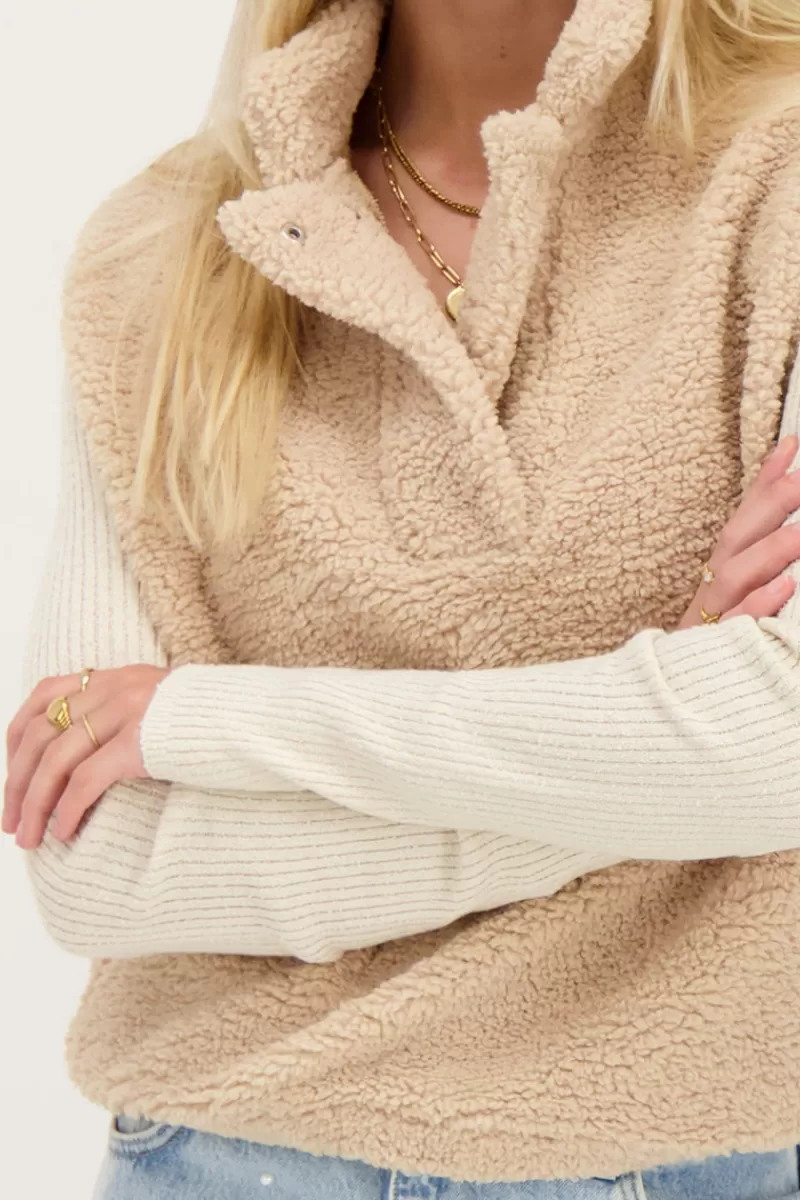 My Jewellery Pull Sans Manches Beige En Teddy