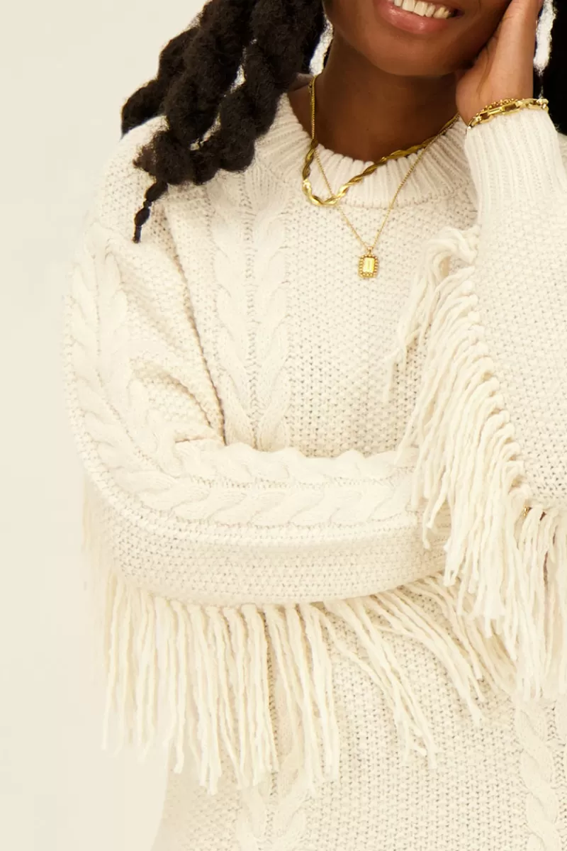 My Jewellery Robe Beige En Maille à Franges