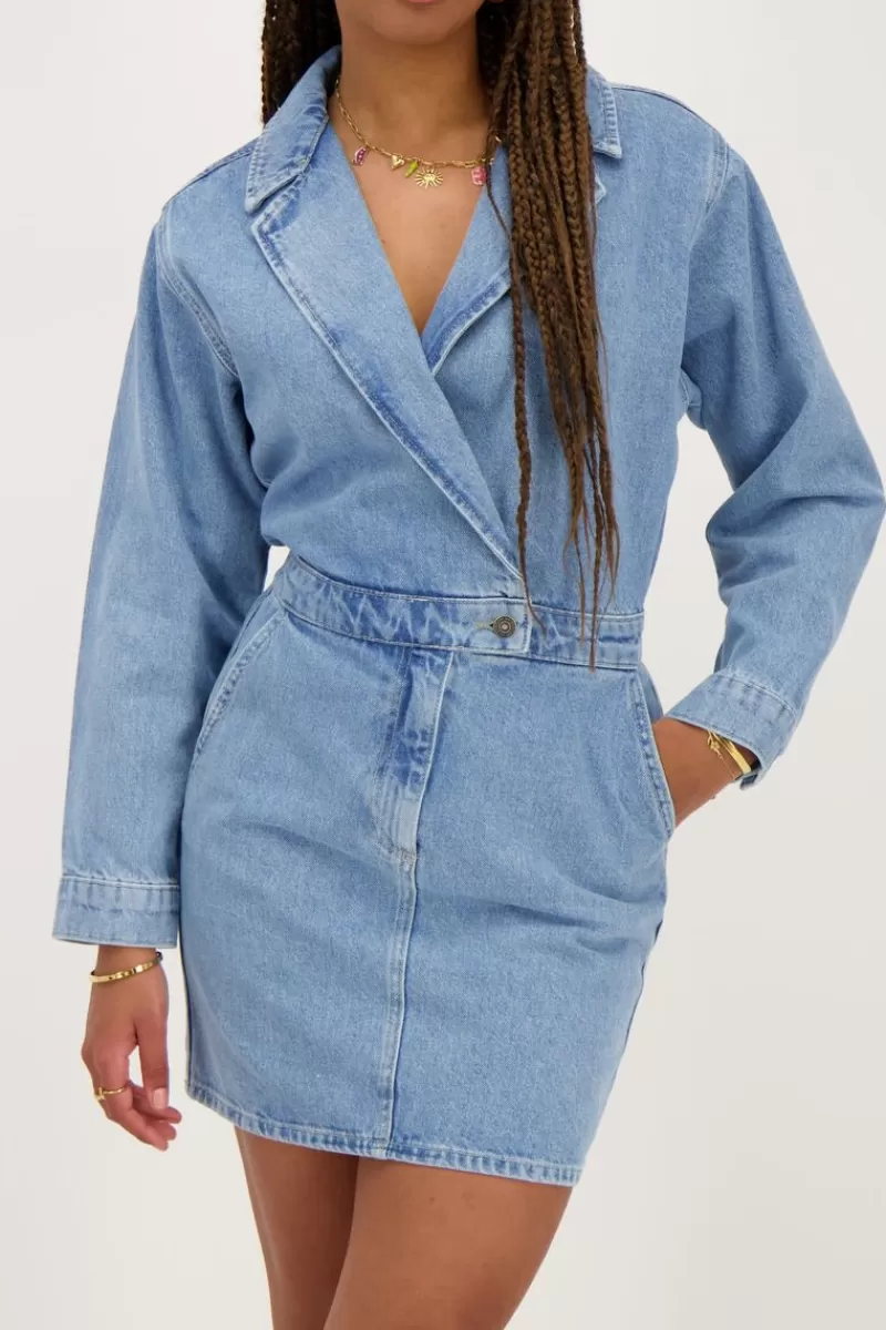 My Jewellery Robe En Denim Bleu Avec Col