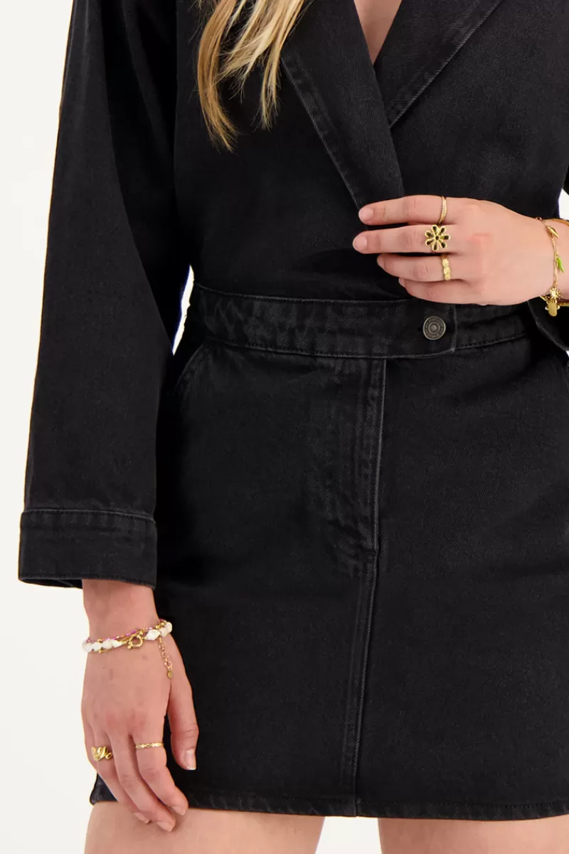 My Jewellery Robe En Denim Noir Avec Col à Revers