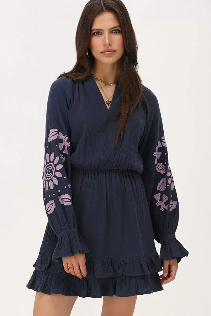 My Jewellery Robe En Mousseline Avec Broderie Lilas