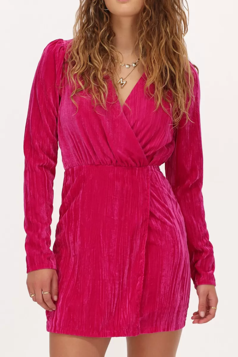 My Jewellery Robe En Velours Rose Col V