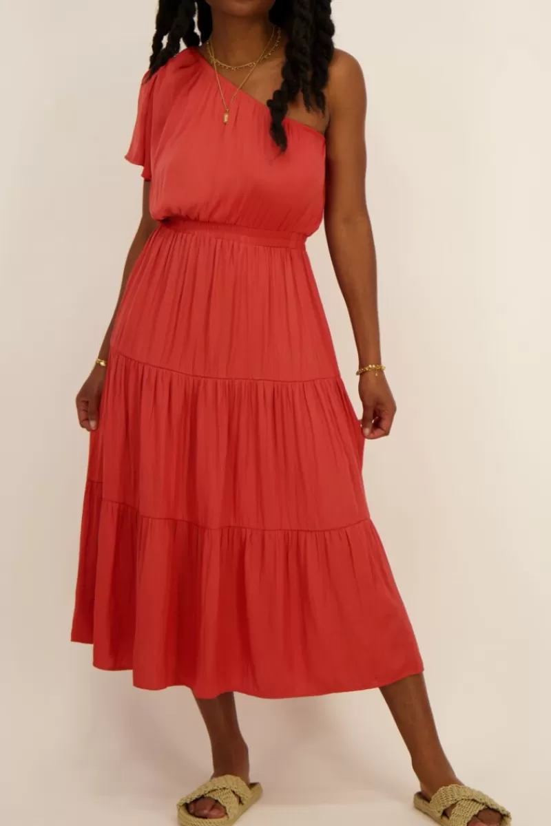 My Jewellery Robe Longue Rouge Asymétrique