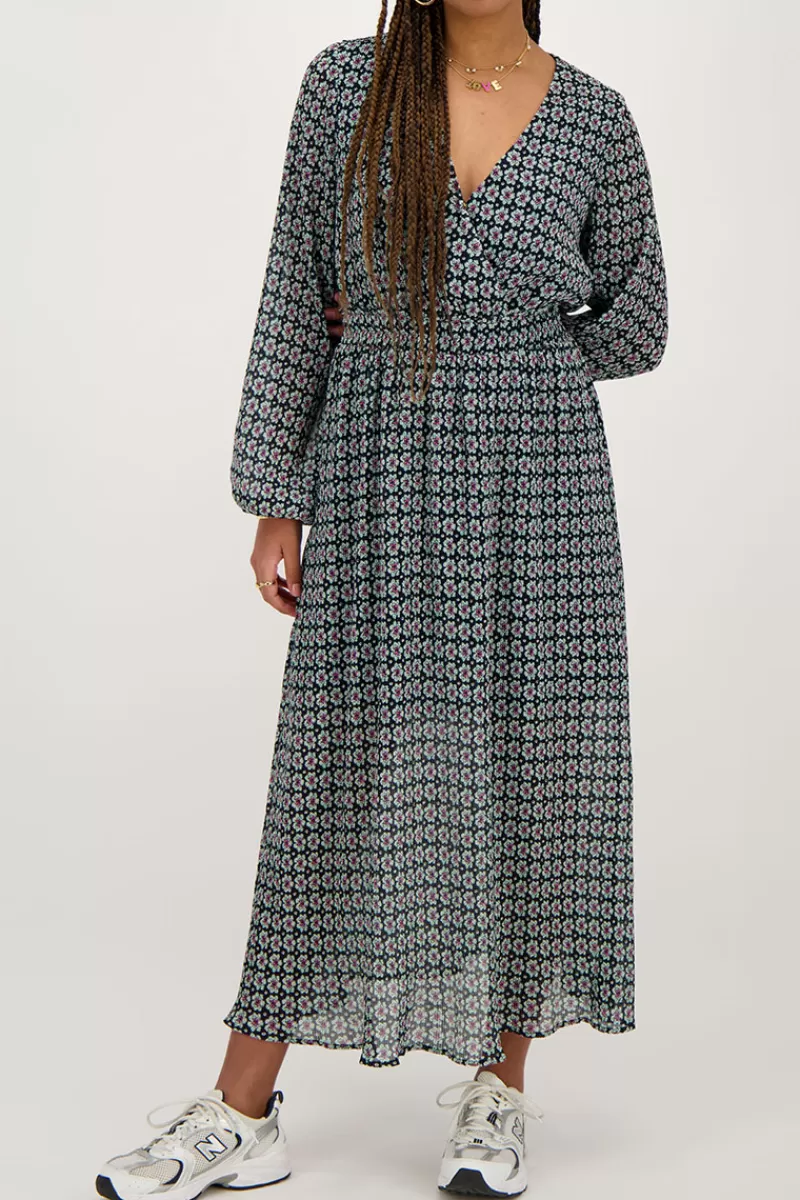 My Jewellery Robe Midi Bleu Foncé à Imprimé Fleuri
