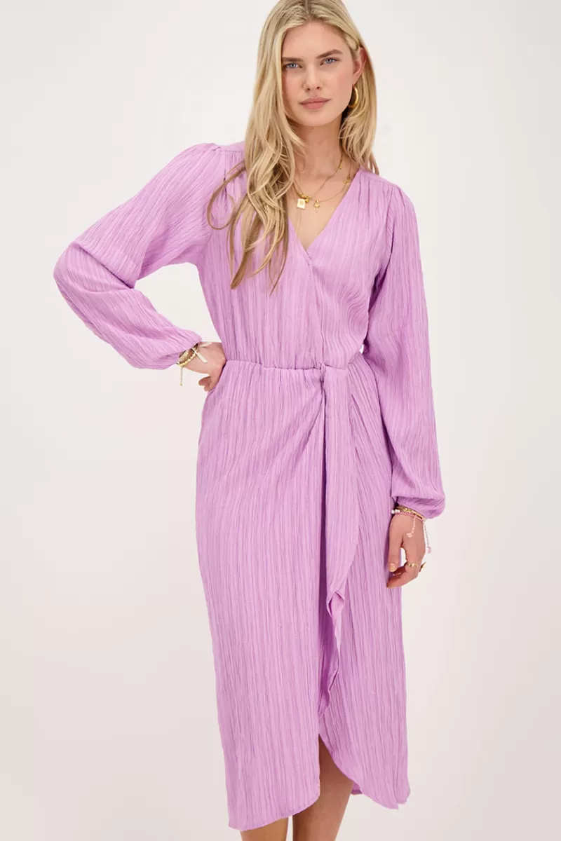 My Jewellery Robe Midi Froissée Violette Avec Chevauchement
