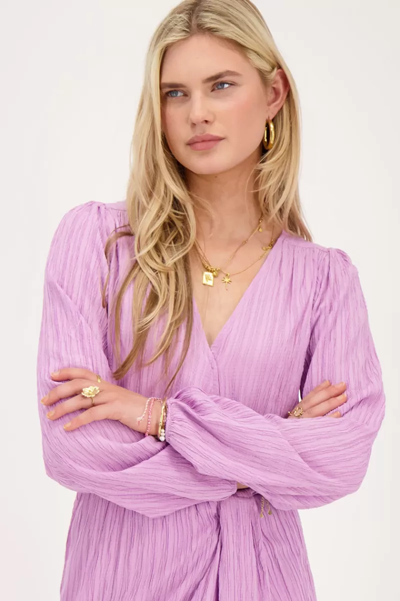 My Jewellery Robe Midi Froissée Violette Avec Chevauchement