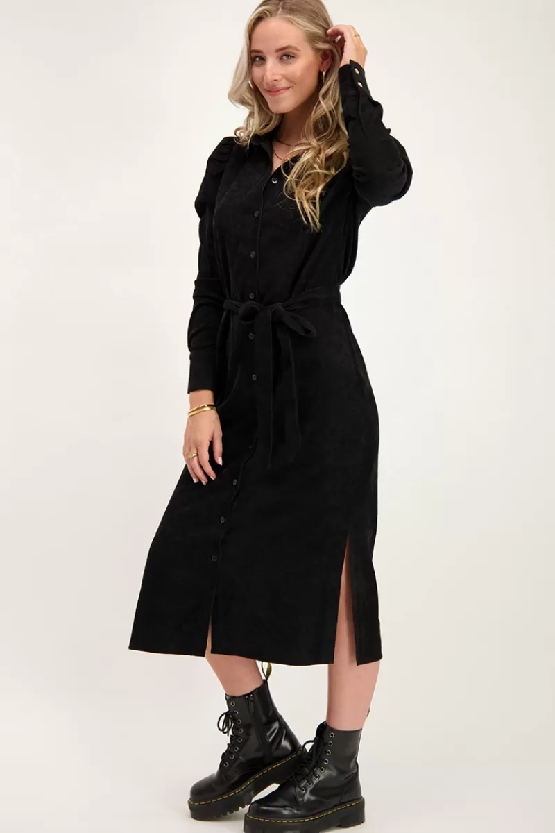 My Jewellery Robe Midi Noire Côtelée