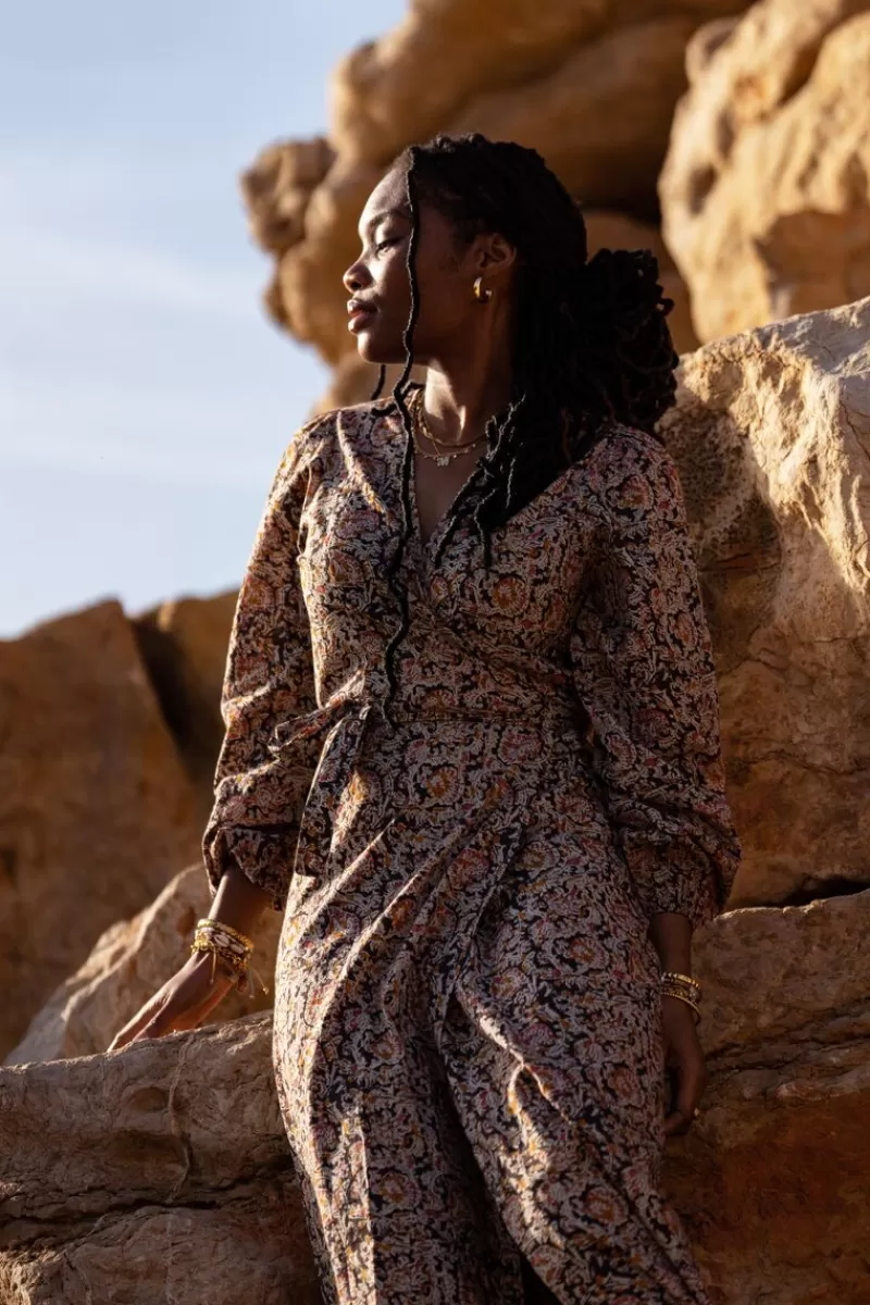 My Jewellery Robe Midi Noire Fleurie