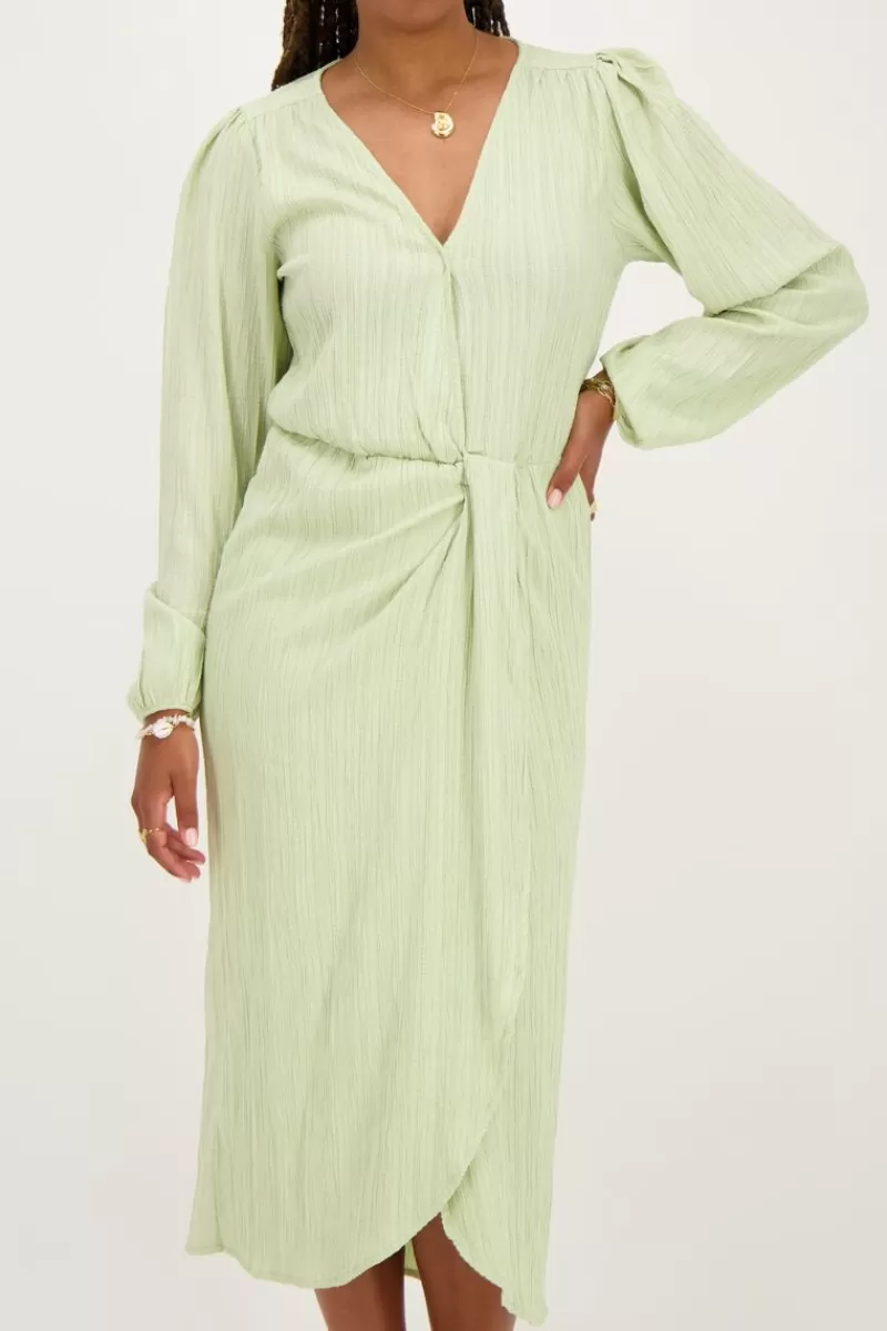 My Jewellery Robe Midi Verte à Chevauchement