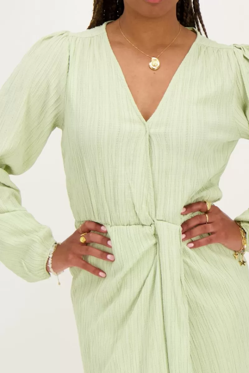 My Jewellery Robe Midi Verte à Chevauchement