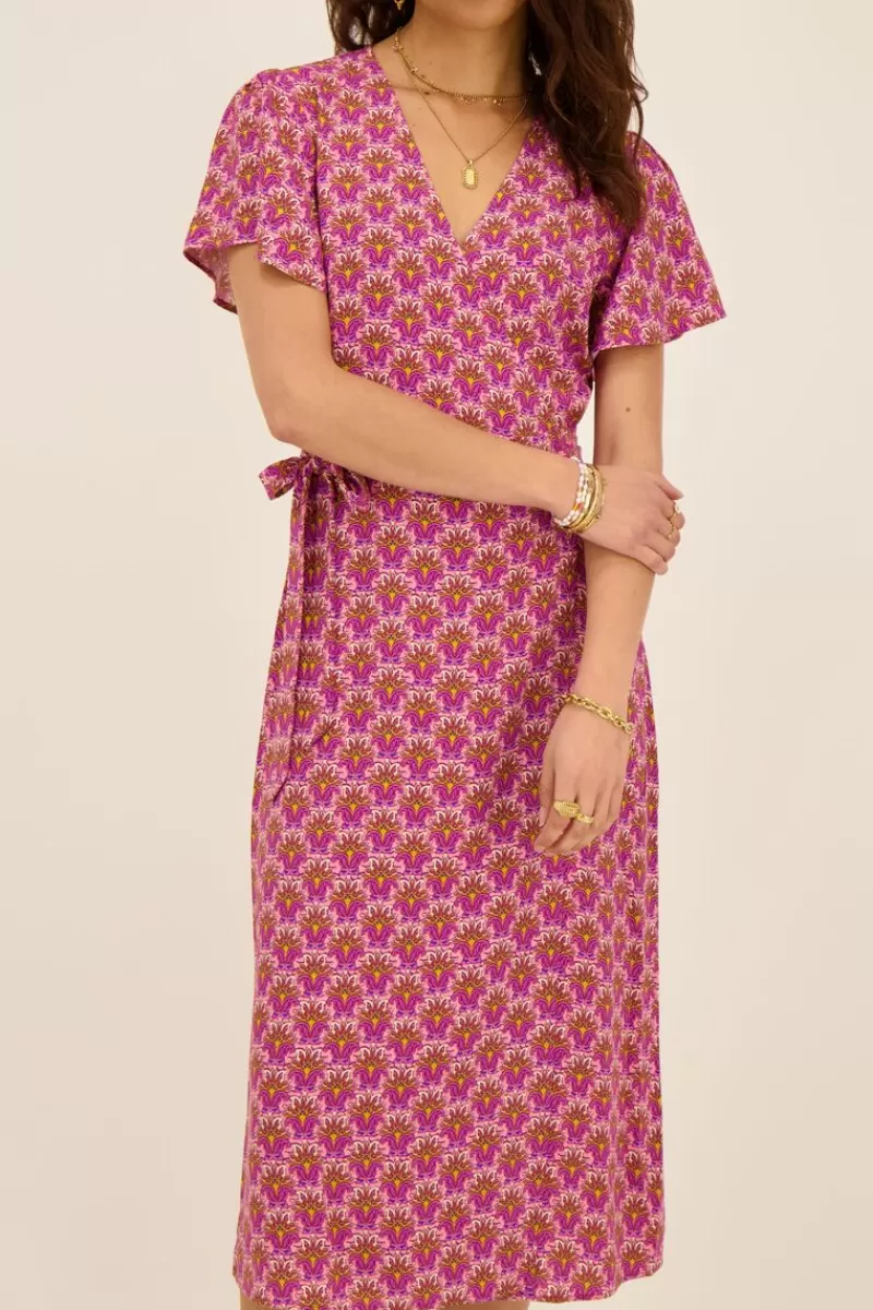 My Jewellery Robe Midi Violette à Motifs Cachemire