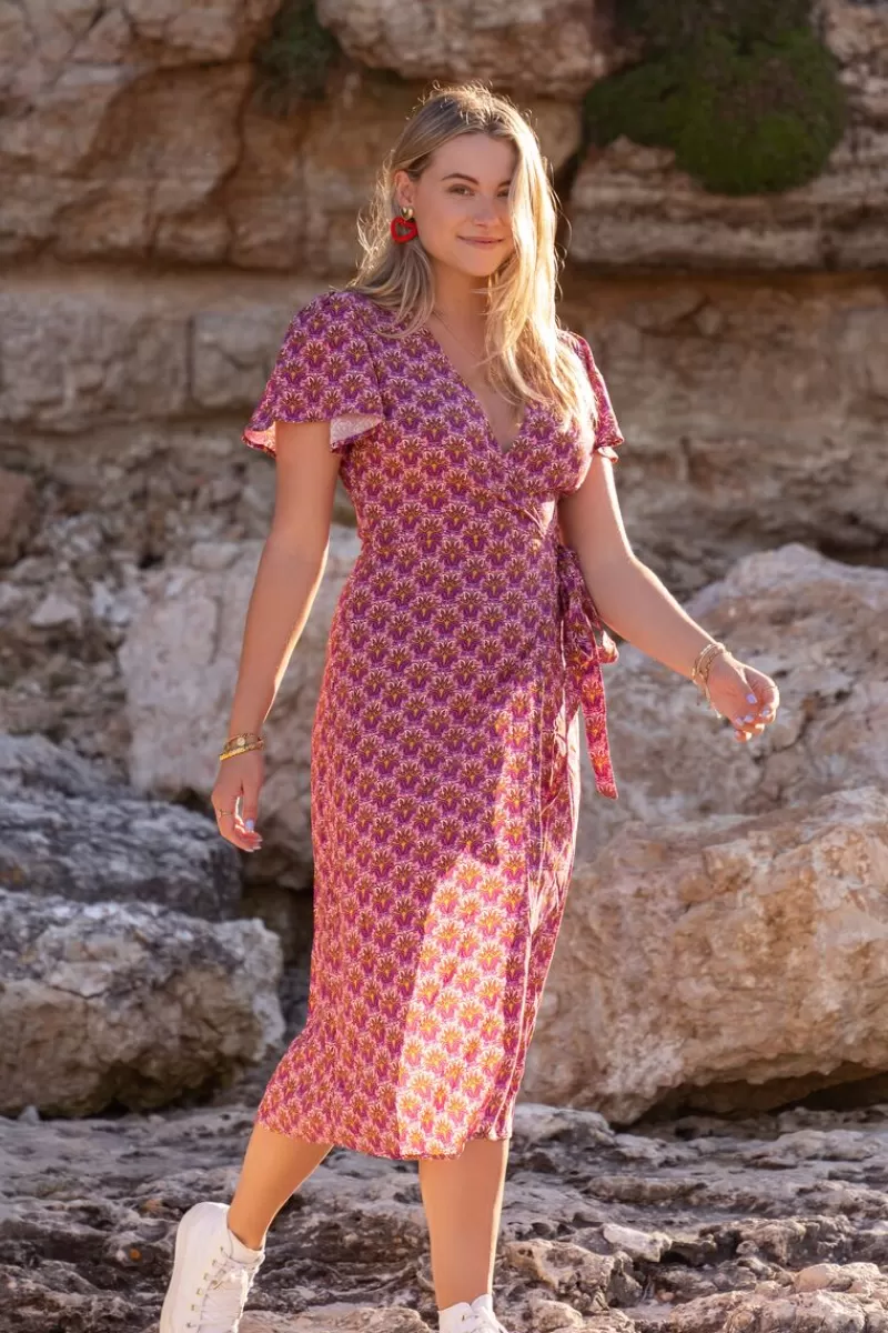 My Jewellery Robe Midi Violette à Motifs Cachemire