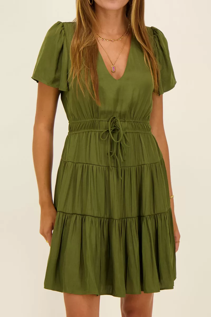 My Jewellery Robe Mi-longue Verte Effet Satin