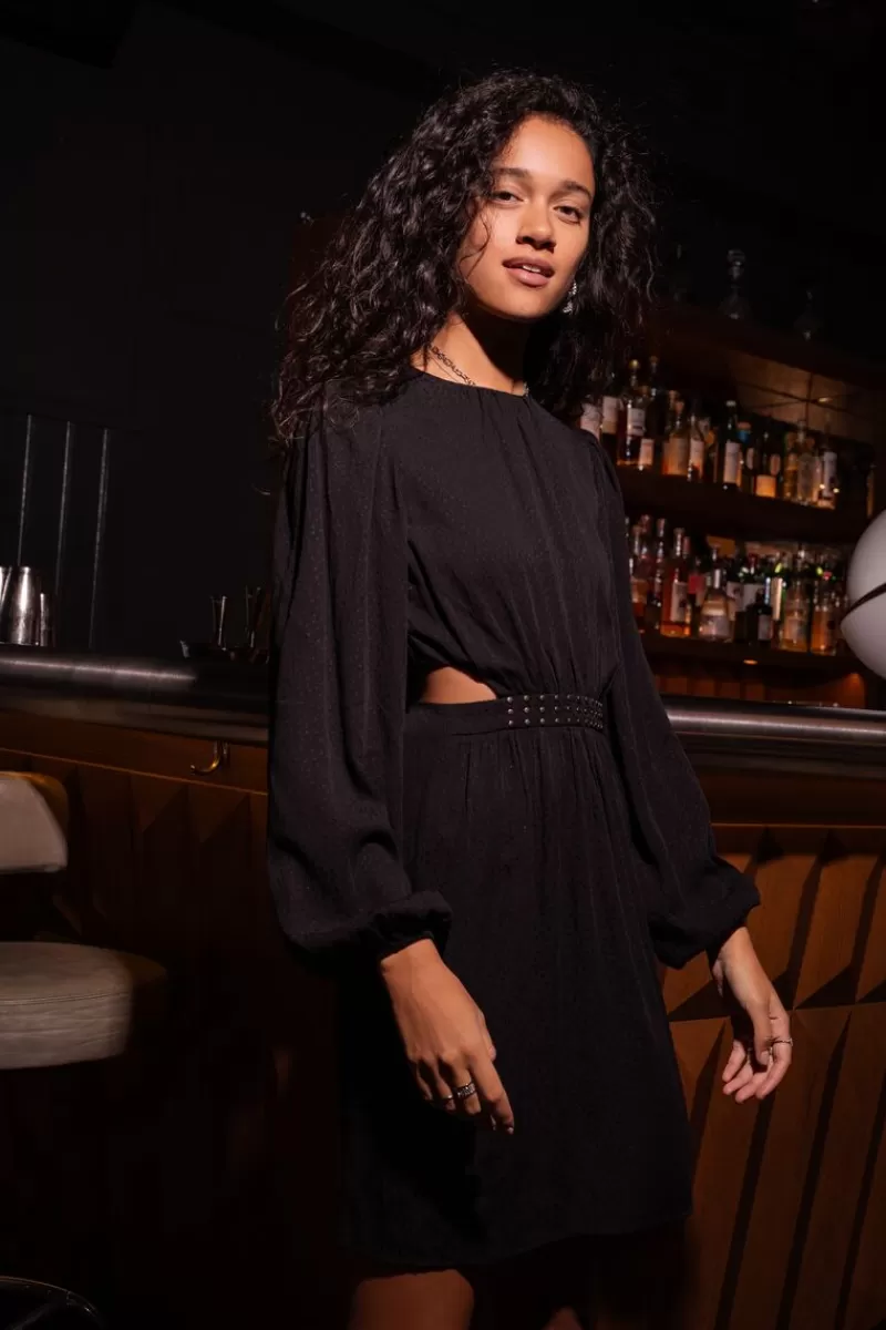 My Jewellery Robe Noire à Clous Et Découpes