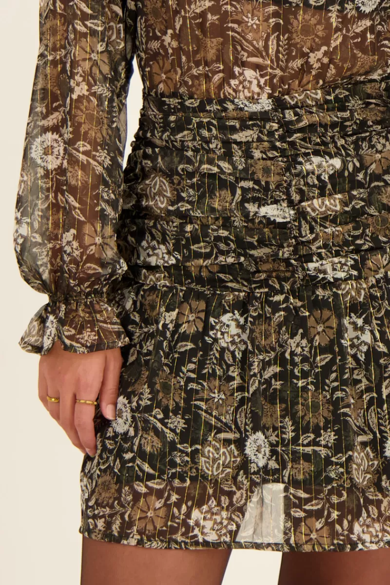 My Jewellery Robe Noire à Imprimé à Fleurs En Mousseline Et Lurex