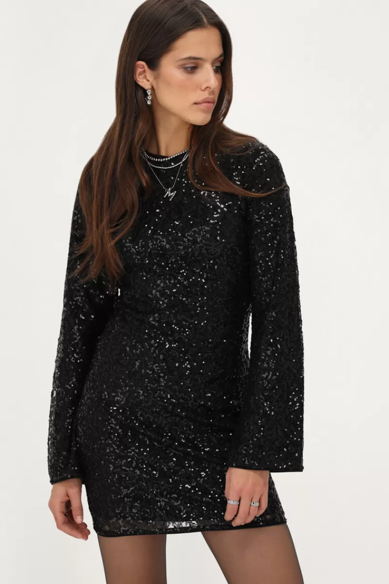 My Jewellery Robe Noire Avec Dentelle Et Paillettes