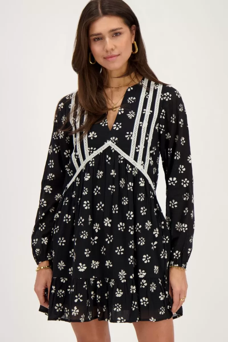 My Jewellery Robe Noire Avec Imprimé Fleuri Blanc