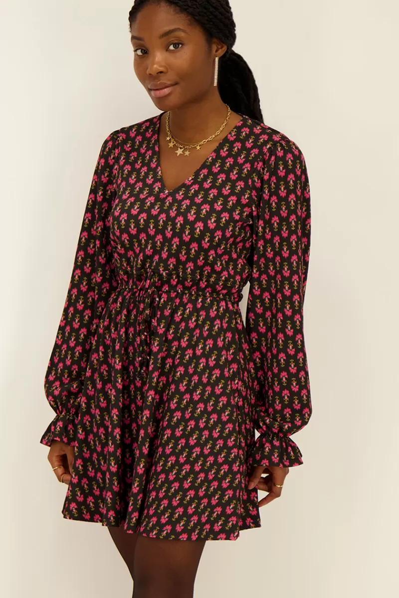 My Jewellery Robe Noire Avec Imprimé Floral