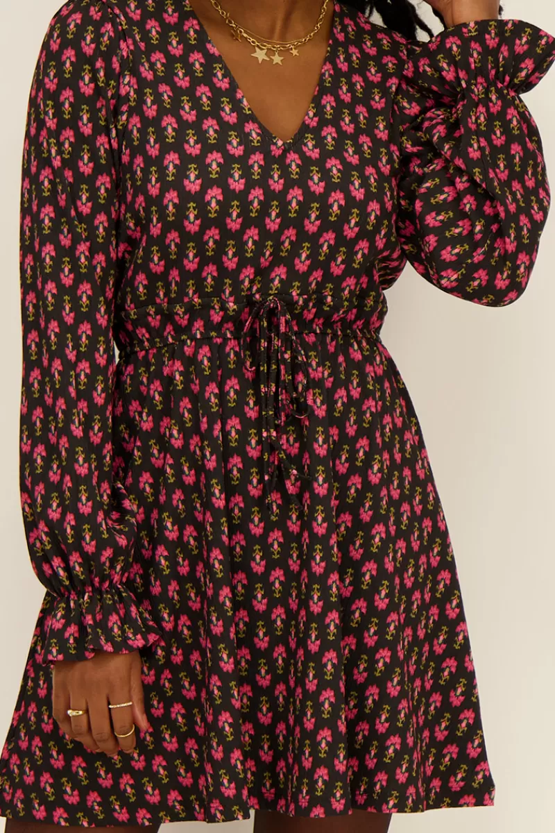 My Jewellery Robe Noire Avec Imprimé Floral