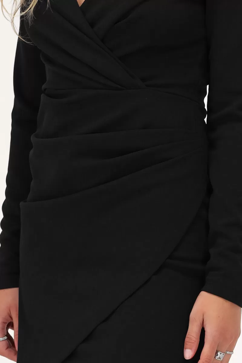 My Jewellery Robe Noire Avec Superposition De Drapés