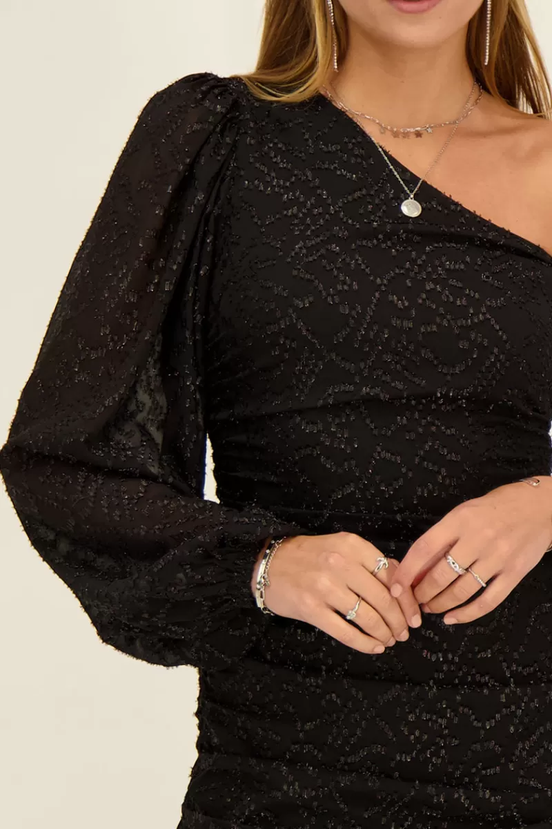 My Jewellery Robe Noire épaule Dénudée Avec Lurex