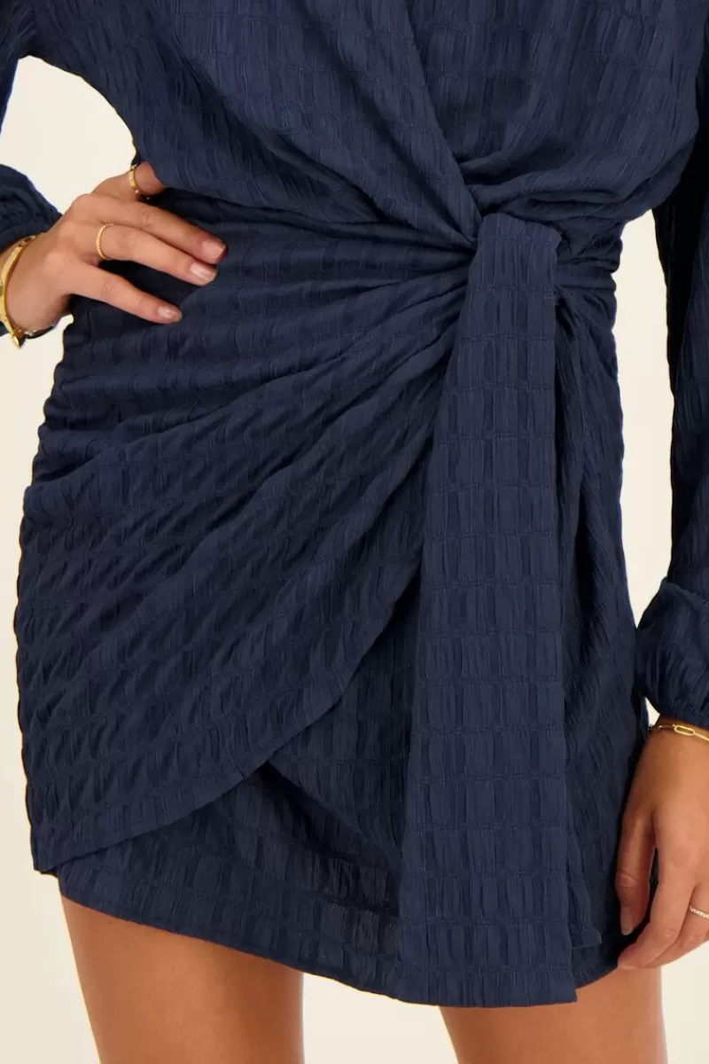 My Jewellery Robe Portefeuille Bleue En Tissu Gaufré