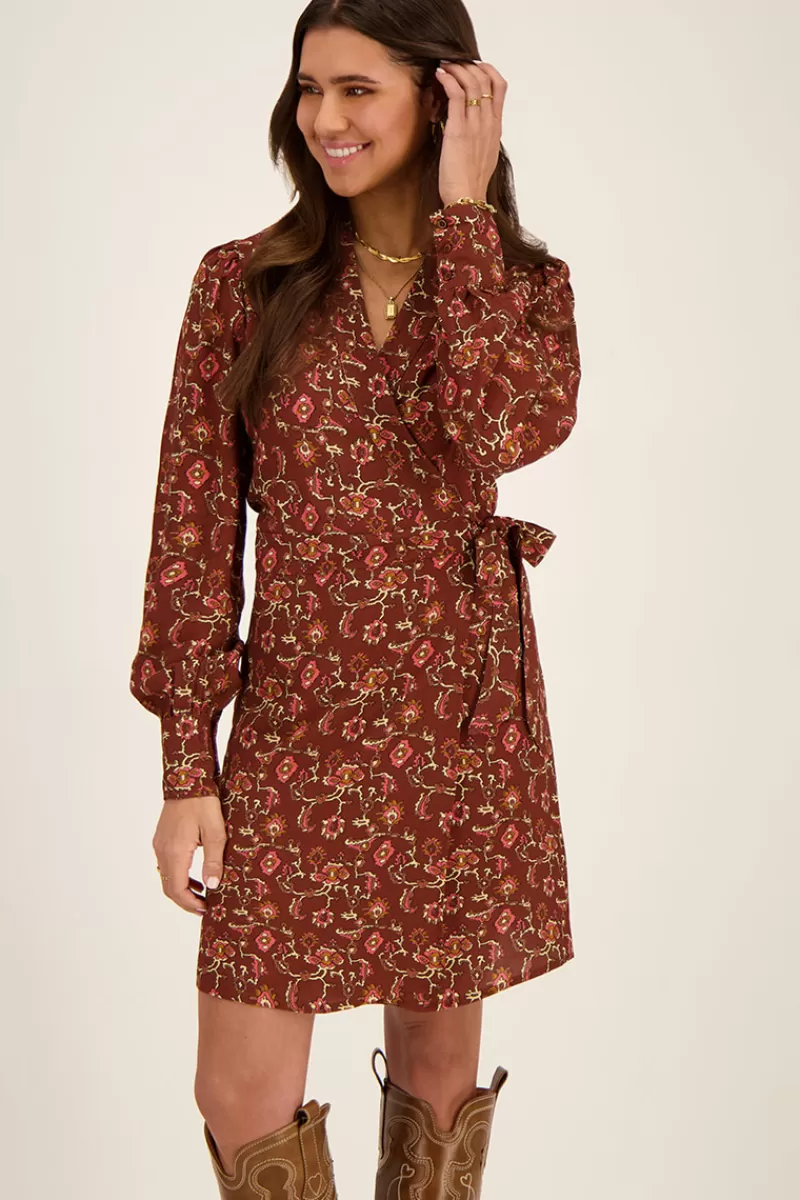 My Jewellery Robe Portefeuille Marron Avec Imprimé Graphique